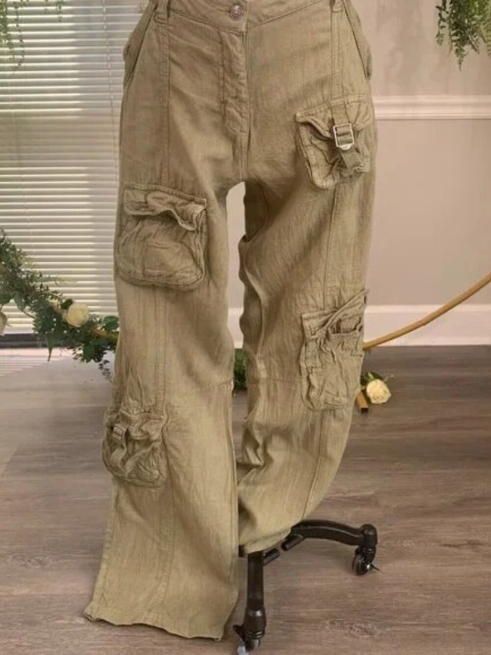 Jaded London | Pocket Detail Cargo Trousers in Olive